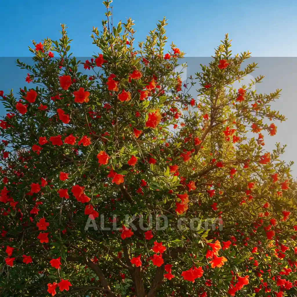 یک درخت پر شکوفه انار